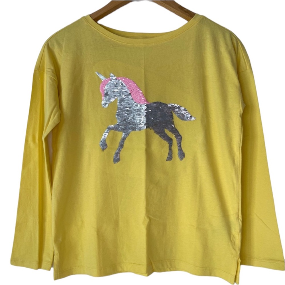 GAPKids Long Sleeve T-Shirt Unicorn Flip Sequins NWT Girls Size XL